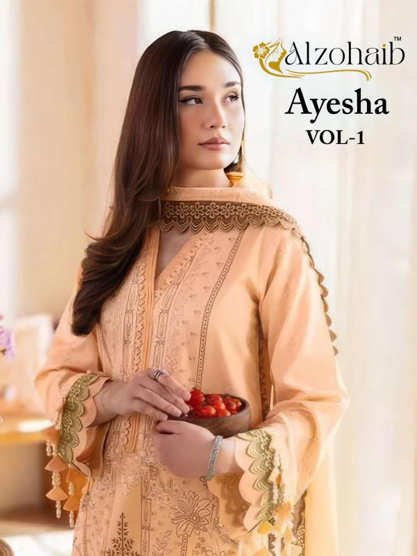 Alzohaib ayesha vol-1 cotton salwar suits and sarees wholesaler in hyderabad